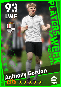 Anthony Gordon — LWF, OVR 93, MAX 93