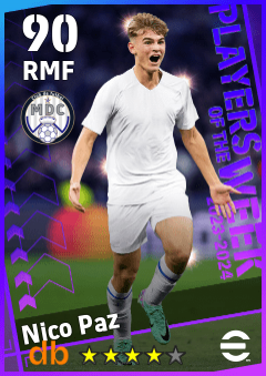 Nico Paz — RMF, OVR 90, MAX 90