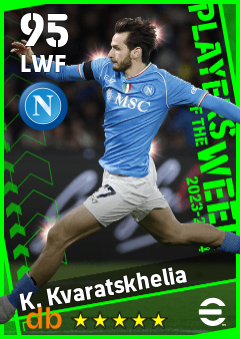 K. Kvaratskhelia — LWF, OVR 95, MAX 95