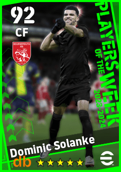 Dominic Solanke — CF, OVR 92, MAX 92