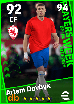 Artem Dovbyk — CF, OVR 92, MAX 94