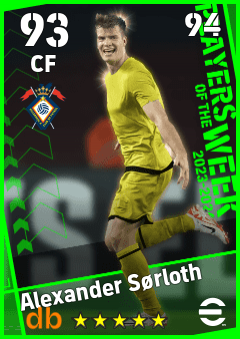 Alexander Sørloth — CF, OVR 93, MAX 94