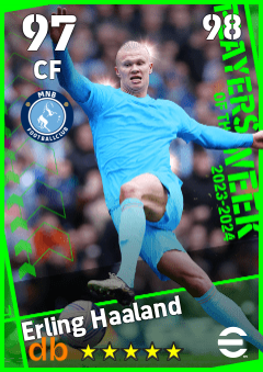 Erling Haaland — CF, OVR 97, MAX 98