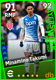 Minamino Takumi — RMF, OVR 91, MAX 92