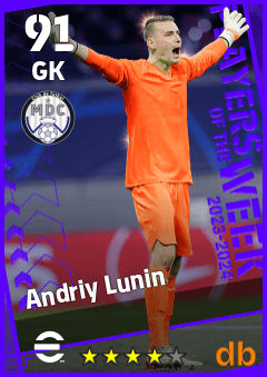 Andriy Lunin — GK, OVR 91, MAX 91