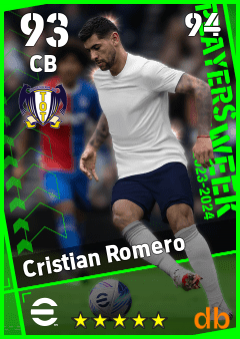 Cristian Romero — CB, OVR 93, MAX 94