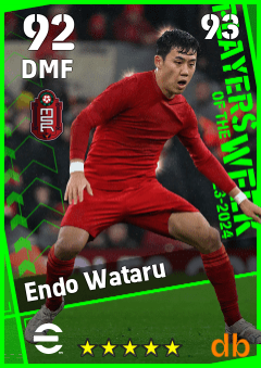 Endo Wataru — DMF, OVR 92, MAX 93