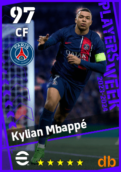 Kylian Mbappé — CF, OVR 97, MAX 97