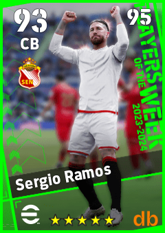 Sergio Ramos — CB, OVR 93, MAX 95