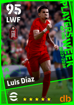 Luis Díaz — LWF, OVR 95, MAX 95