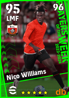 Nico Williams — LMF, OVR 95, MAX 96