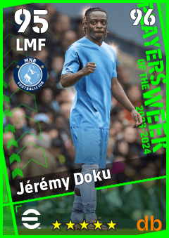 Jérémy Doku — LMF, OVR 95, MAX 96