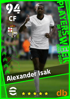 Alexander Isak — CF, OVR 94, MAX 94