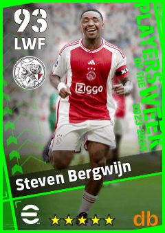 Steven Bergwijn — LWF, OVR 93, MAX 93