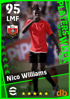 Nico Williams — LMF, OVR 95, MAX 95