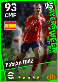 Fabián Ruiz — CMF, OVR 93, MAX 95