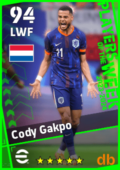 Cody Gakpo — LWF, OVR 94, MAX 94