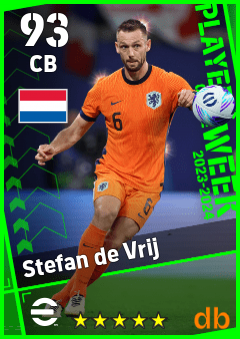 Stefan de Vrij — CB, OVR 93, MAX 93