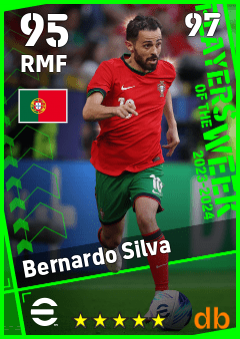Bernardo Silva — RMF, OVR 95, MAX 97