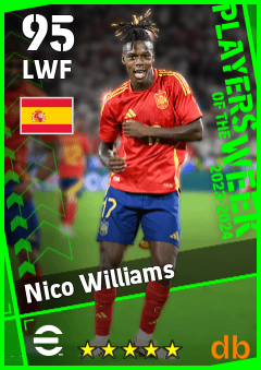 Nico Williams — LWF, OVR 95, MAX 95
