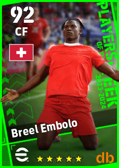 Breel Embolo — CF, OVR 92, MAX 92