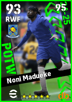Noni Madueke — RWF, OVR 93, MAX 95