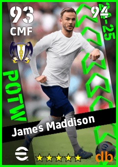 James Maddison — CMF, OVR 93, MAX 94