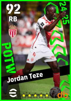 Jordan Teze — RB, OVR 92, MAX 92