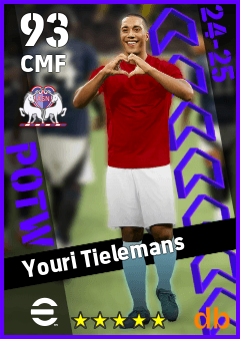 Youri Tielemans — CMF, OVR 93, MAX 93
