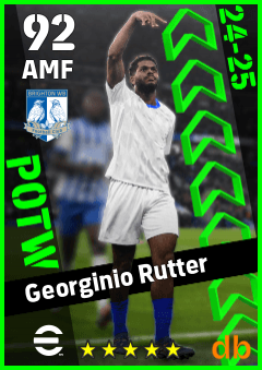 Georginio Rutter — AMF, OVR 92, MAX 92