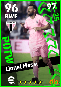Lionel Messi — RWF, OVR 96, MAX 97