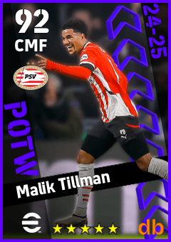 Malik Tillman — CMF, OVR 92, MAX 92
