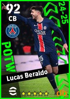 Lucas Beraldo — CB, OVR 92, MAX 92