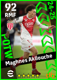 Maghnes Akliouche — RMF, OVR 92, MAX 92