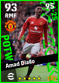 Amad Diallo — RMF, OVR 93, MAX 95