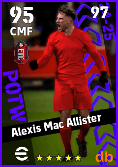 Alexis Mac Allister — CMF, OVR 95, MAX 97