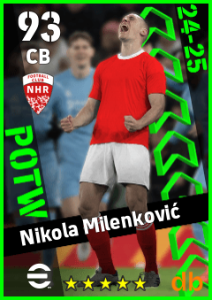 Nikola Milenković — CB, OVR 93, MAX 93