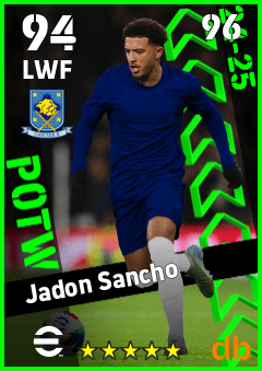 Jadon Sancho — LWF, OVR 94, MAX 96