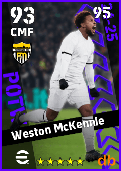 Weston McKennie — CMF, OVR 93, MAX 95