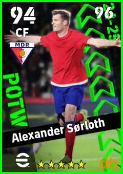 Alexander Sørloth — CF, OVR 94, MAX 96
