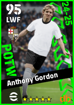 Anthony Gordon — LWF, OVR 95, MAX 95