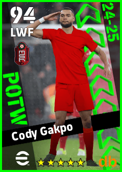 Cody Gakpo — LWF, OVR 94, MAX 94