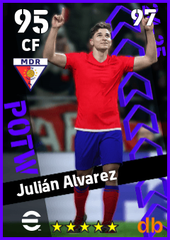 Julián Alvarez — CF, OVR 95, MAX 97