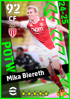 Mika Biereth — CF, OVR 92, MAX 92