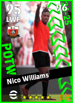 Nico Williams — LWF, OVR 95, MAX 96