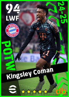 Kingsley Coman — LWF, OVR 94, MAX 94