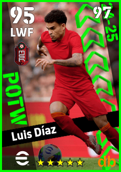 Luis Díaz — LWF, OVR 95, MAX 97