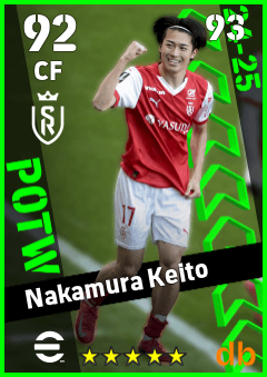 Nakamura Keito — CF, OVR 92, MAX 93