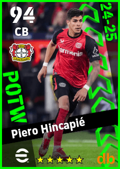 Piero Hincapié — CB, OVR 94, MAX 94