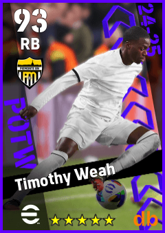 Timothy Weah — RB, OVR 93, MAX 93